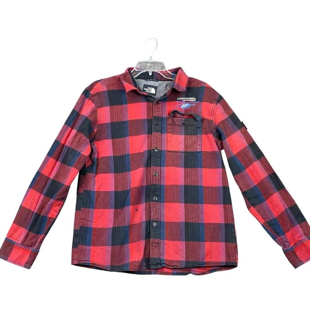 The North Face Mens Medium Buffalo Plaid Ruby Mountains Heli Long Sleeve Shirt